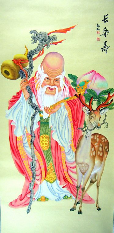 寿星图，老寿星图片，寿星公图片，老寿星年画，老寿星礼物，工笔